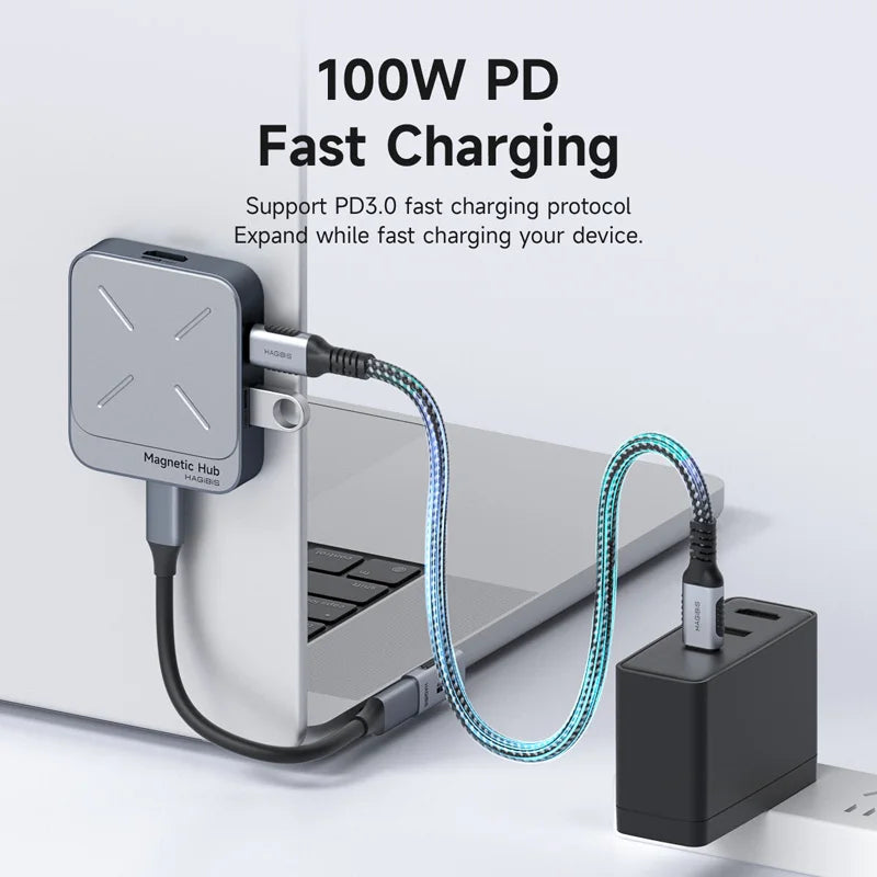 Hagibis Magnetic 7-in-1 USB-C Hub with 4K HDMI, 100W PD